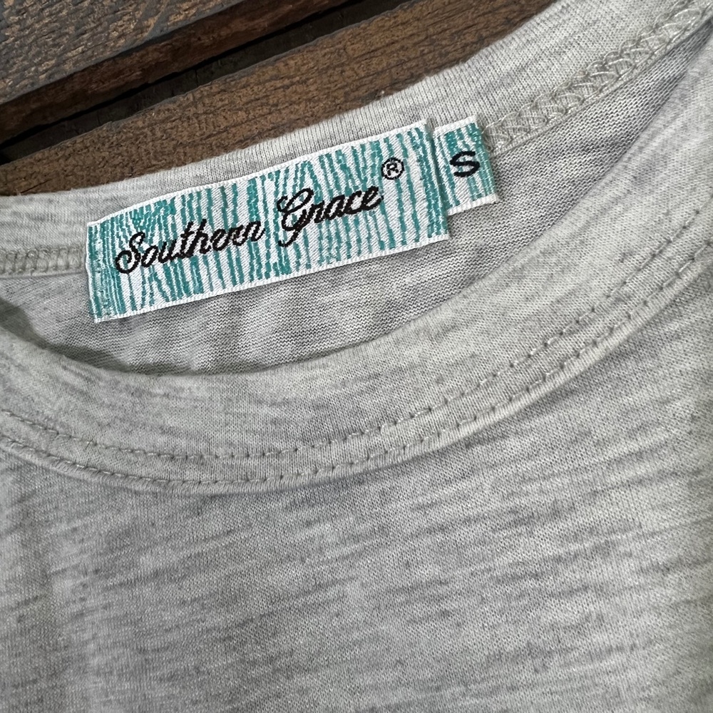 EUC [Southern Grace] Green Striped Funny Santa Holiday Christmas Tee | Small - Picture 5 of 12